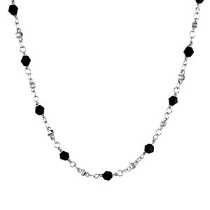 Colar-Choker-Corrente-Elo-Pedrinha-Balao-Preta-Prateado-01
