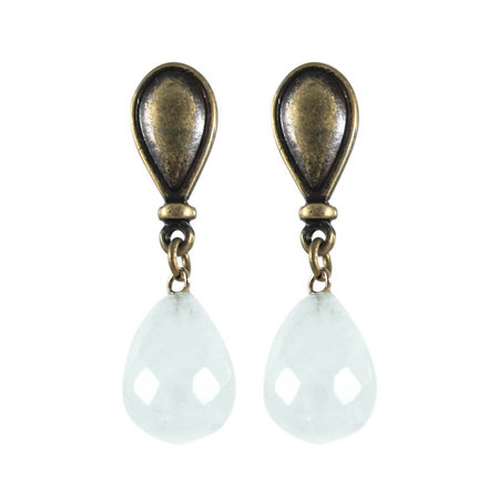 Brinco Gota Cristal Amazonita Bronze