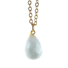 Colar Gota Cristal Amazonita Dourado