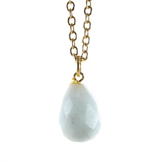 Colar Gota Cristal Amazonita Dourado