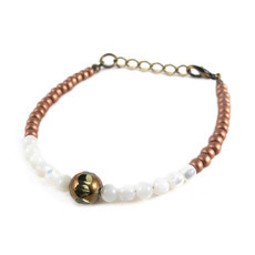 Pulseira Madrepérola Bolinhas Cobre Bronze