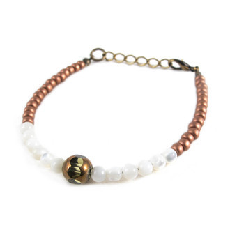 Pulseira Madrepérola Bolinhas Cobre Bronze
