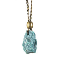 Colar Cristal Nefrita Bruto Grande Bronze