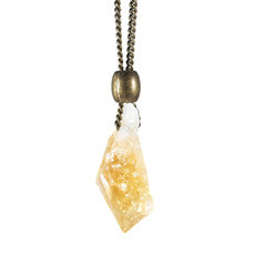 Colar Cristal Citrino Bruto Grande Bronze