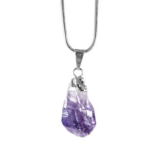 Colar Cristal Ametista Pequeno Prateado