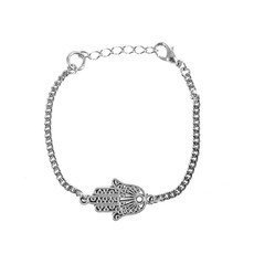 Pulseira Mão de Fátima Hamsá Prateado