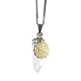 Colar Quartzo Transparente Signo Zodíaco Prateado (mais opções)
