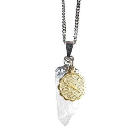 Colar Quartzo Transparente Signo Zodíaco Prateado (mais opções)