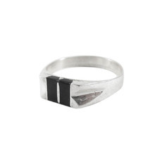 Anel Falange Preto Prata 925