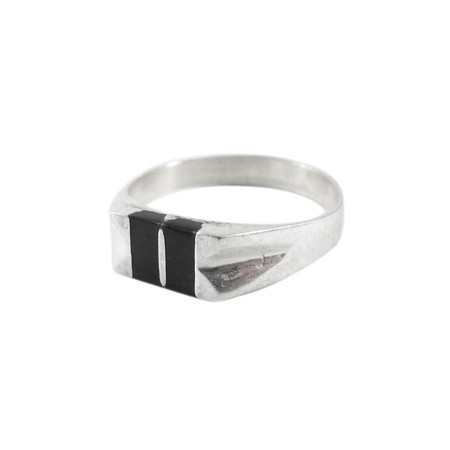 Anel Falange Preto Prata 925