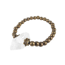 Pulseira Quartzo Transparente Bruto Bronze