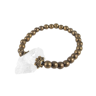Pulseira Quartzo Transparente Bruto Bronze