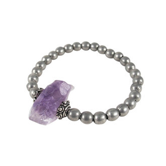Pulseira Ametista Bruta Grafite