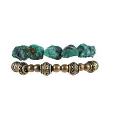 Pulseira Conjunto Turquesa Natural Bronze