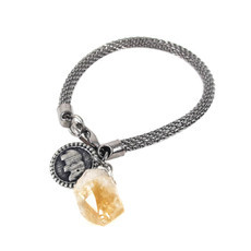 Pulseira Citrino Medalha Elefante Grafite
