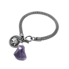 Pulseira Ametista Medalha Elefante Grafite