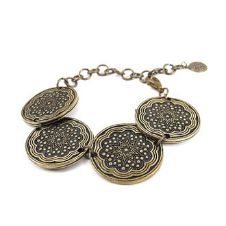 Pulseira Medalha Flor Bronze