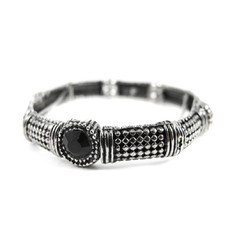 Pulseira Texturizada Bolinhas Preto Prateado