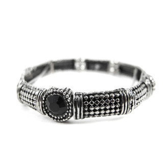 Pulseira Texturizada Bolinhas Preto Prateado