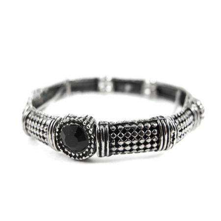 Pulseira Texturizada Bolinhas Preto Prateado