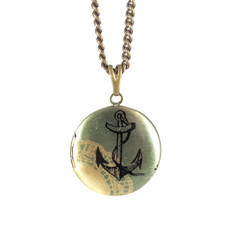 Colar Relicário Âncora Navy Pequeno Bronze