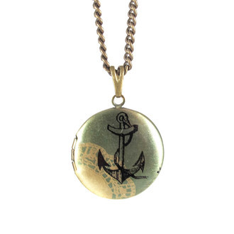 Colar Relicário Âncora Navy Pequeno Bronze