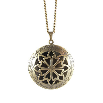 Colar Relicário Redondo Vazado Bronze