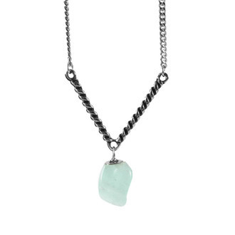 Colar Seta Cristal Água Marinha Prateado