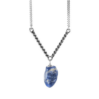 Colar Seta Cristal Sodalita Prateado