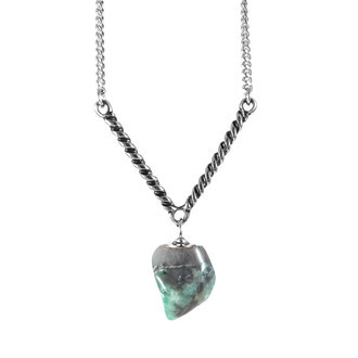 Colar Seta Cristal Esmeralda Prateado