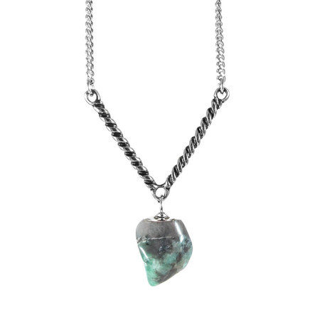 Colar Seta Cristal Esmeralda Prateado