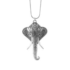 Colar Elefante Texturizado Grande Prateado