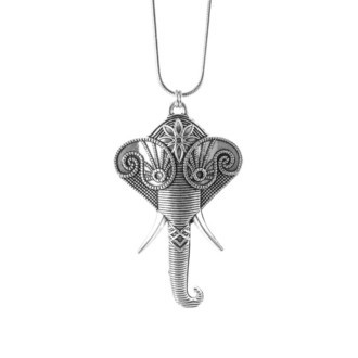 Colar Elefante Texturizado Grande Prateado