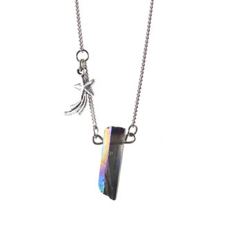 Colar Cristal Galaxy Estrela Cadente Prateado