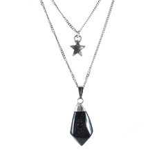 Colar Duplo Pedra Estrela Prateado