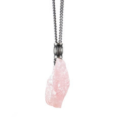 Colar Cristal Quartzo Rosa Bruto Grande (mais cores)