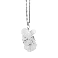 Colar Drusa Quartzo Transparente Bruto Prateado