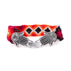 Pulseira Colorida Laranja Hamsá Prateado
