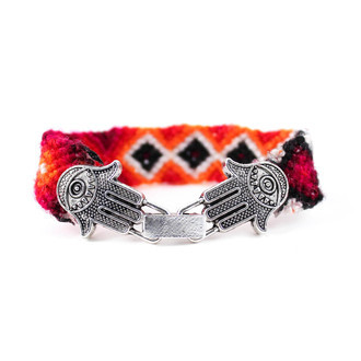 Pulseira Colorida Laranja Hamsá Prateado