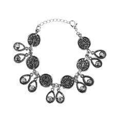 Pulseira Medalhas e Gotas Prateado