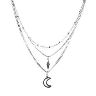 Colar Triplo Choker Lua Prateado