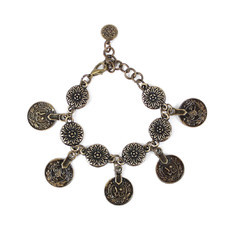 Pulseira Medalha Flor Moedas Bronze