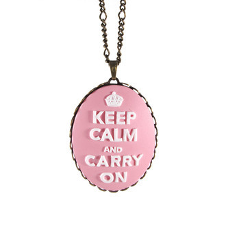 Colar Camafeu Keep Calm and Carry On Grande (Rosa ou Azul)