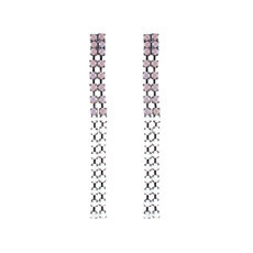 Brinco Cascata Lilás e Branco Folheado