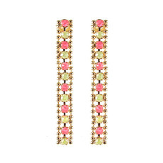 Brinco Strass Rosa e Amarelo Neon Folheado