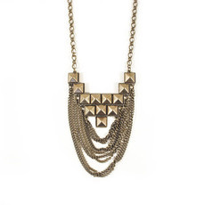Maxi Colar Tachinhas e Correntes Bronze