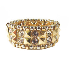 Bracelete Tachinhas e Cristais Dourado e Prateado
