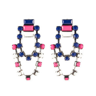 Maxi Brinco Pedras Azul Rosa Branco