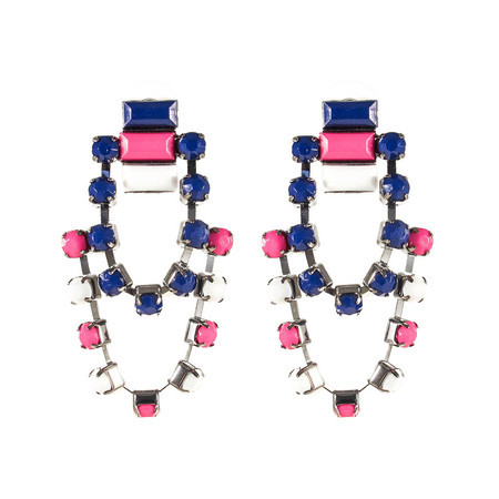 Maxi Brinco Pedras Azul Rosa Branco
