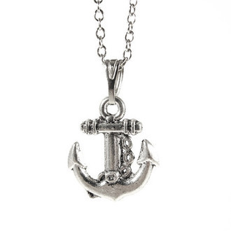 Colar Âncora com Corda Pequeno Navy Prateado